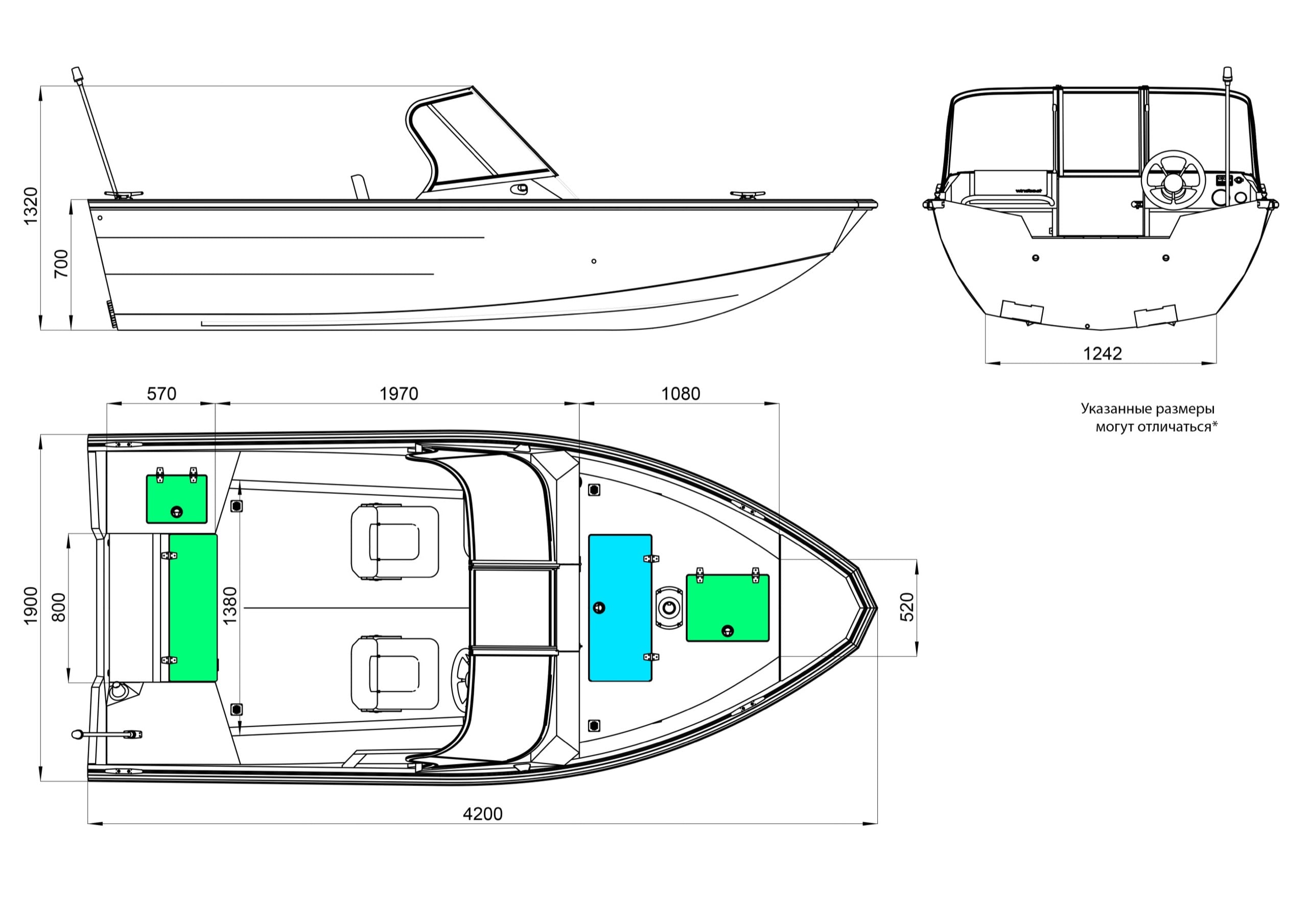 Габаритные размеры Windboat 4.2 DC Evo