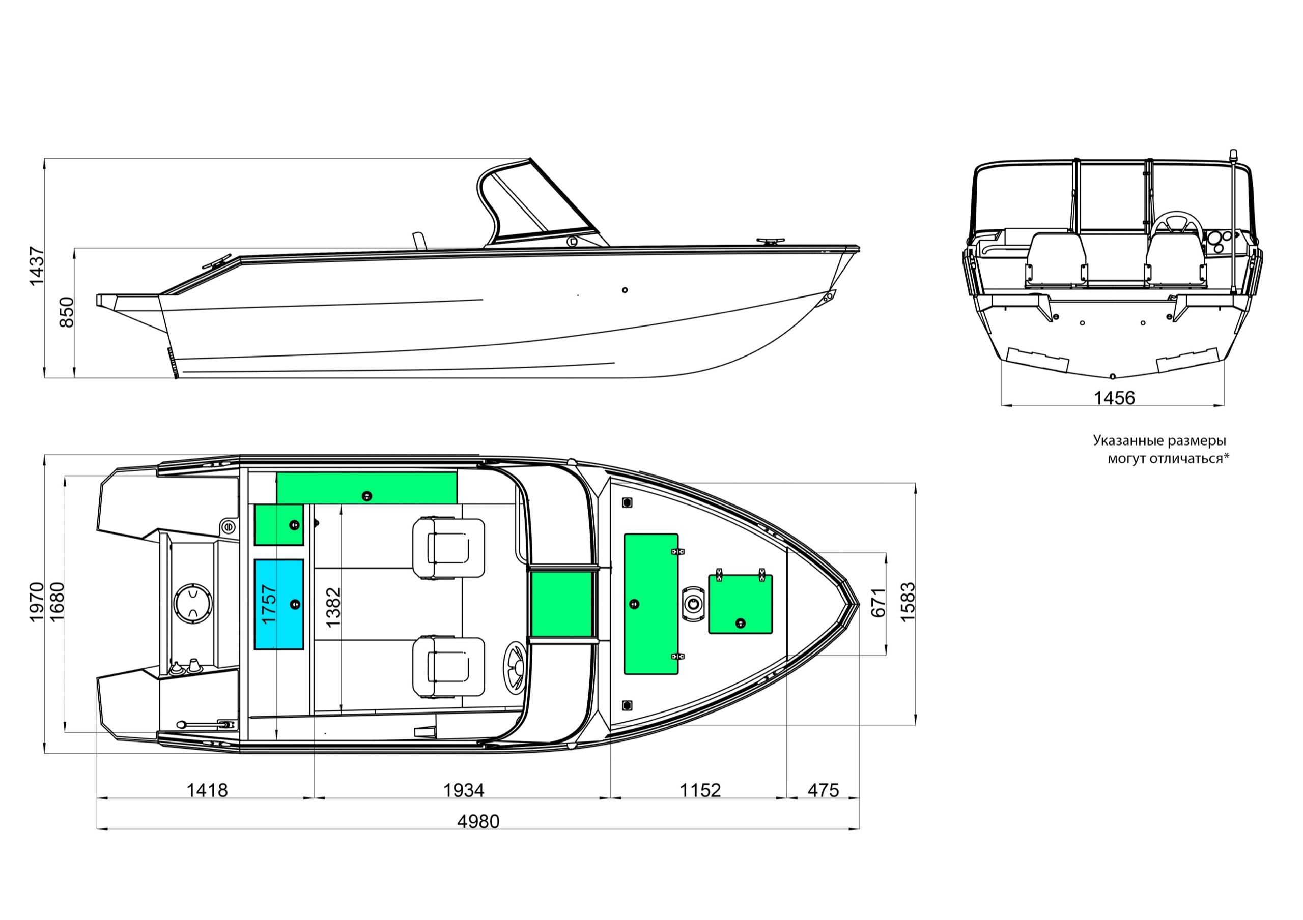 Габаритные размеры Windboat 4.6 DC EvoFish