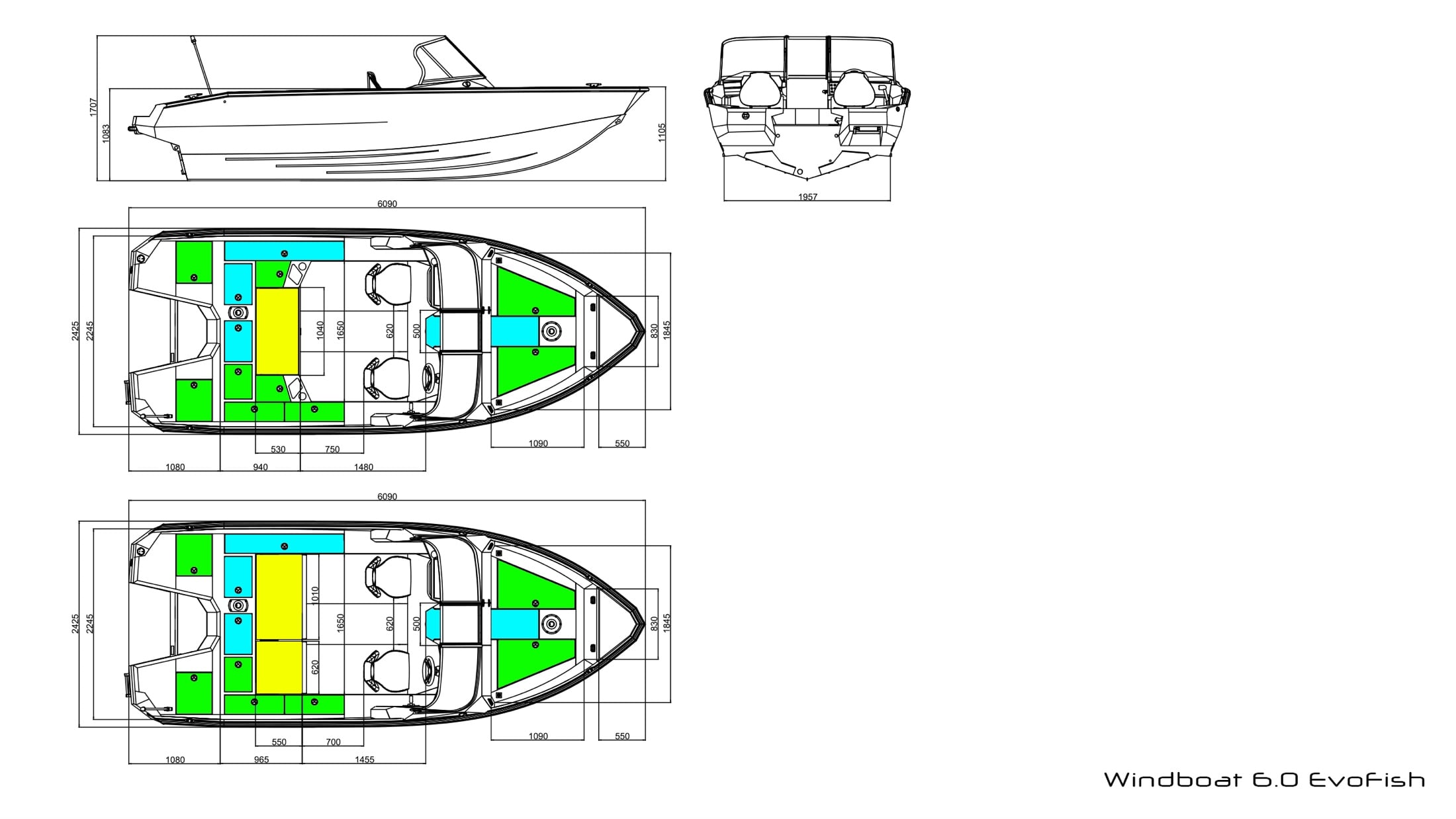 Габаритные размеры Windboat 6.0 EvoFish
